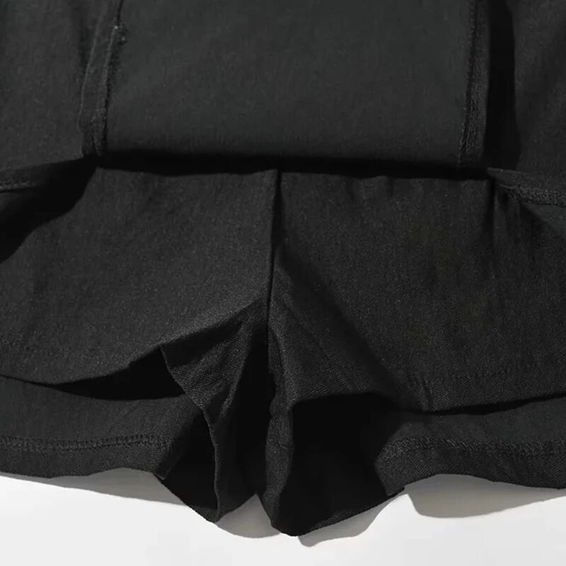 เซ็กซี่กางเกงขาสั้นกระโปรงสำนักงานผู้หญิงสุภาพสตรีชุดกระโปรงฤดูร้อนใหม่สีดำมินิ A-Line กางเกงกระโปรงเอวสูงกว้างขากางเกงขาสั้น