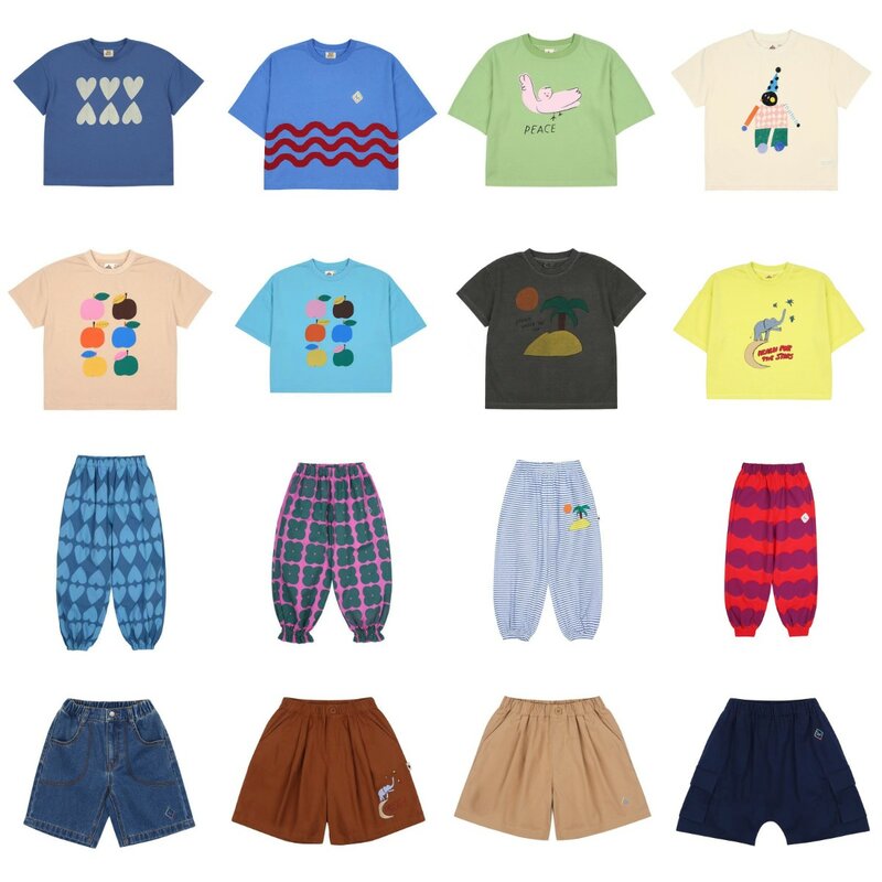 JM-Conjunto de camiseta y pantalones cortos para niño y niña, ropa de verano, 2024