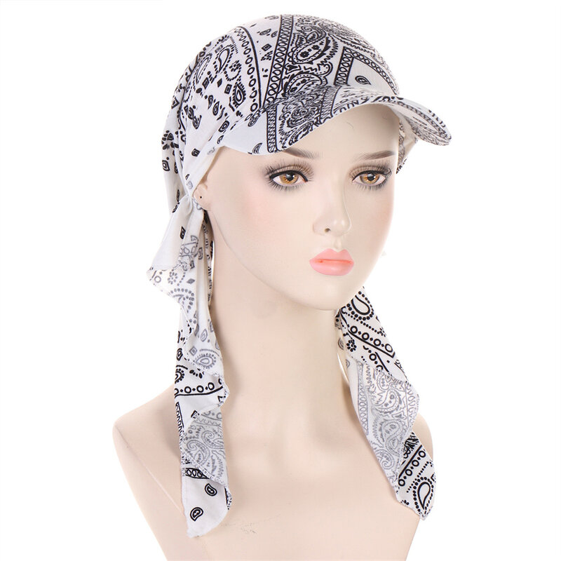 Turbante Hijab musulmán para mujer y niña, gorra de béisbol, sombreros para el sol, pañuelo para la cabeza, gorro con estampado Floral, bufandas suaves para mujer