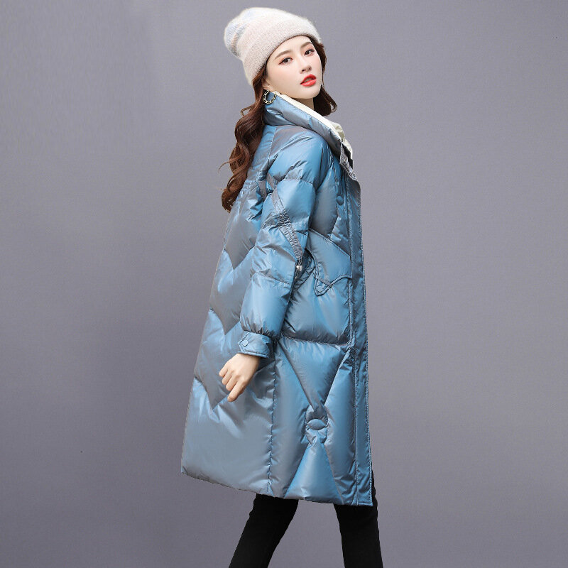 GUBELT 67-86 2022 зимние женские пальто средней длины синего цвета на белом утином пуху