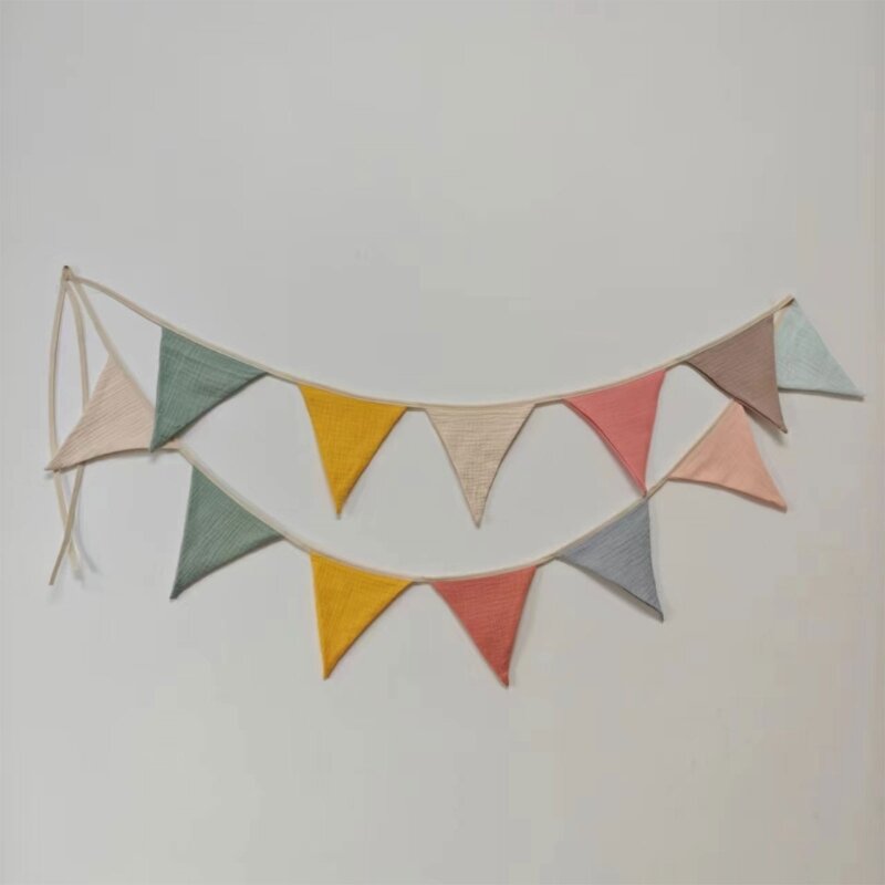 Pennant with Retro Color Bunting Flags Hanging for Wedding Birthday Baby Shower Parties Event