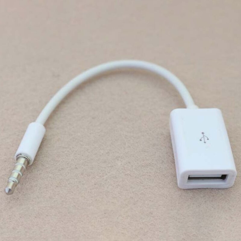 AUX-aansluiting 3,5 mm mannelijk naar USB 2.0 Type-A vrouwelijke OTG-converteradapterkabel