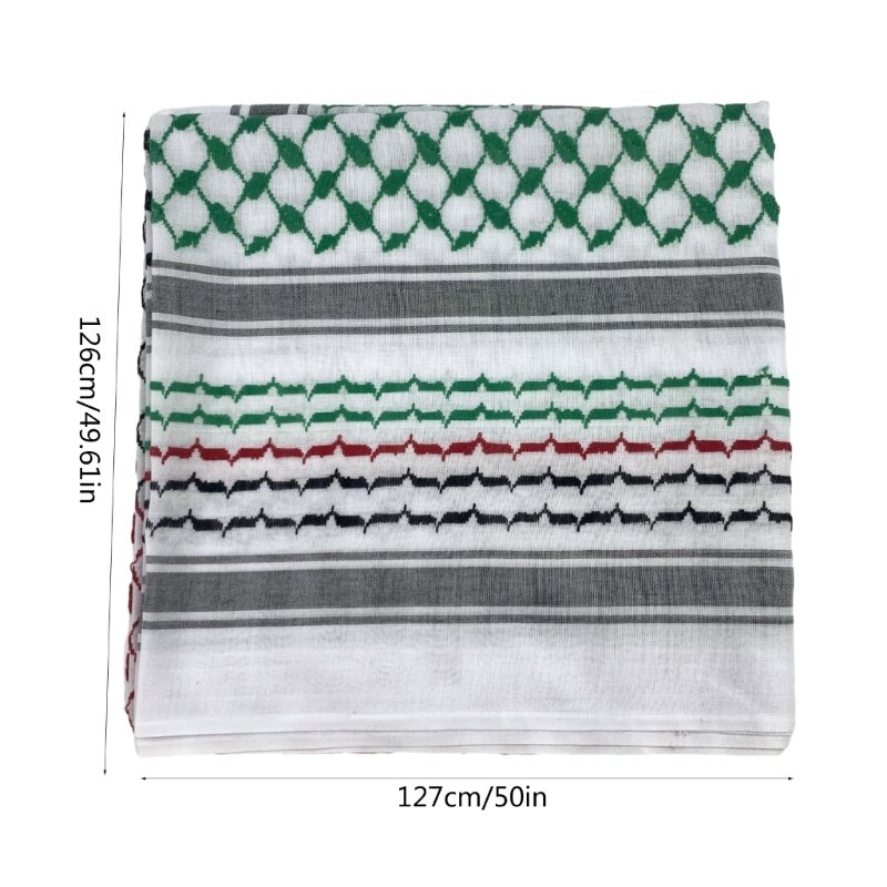 Écharpe du désert Shemagh en jacquard géométrique, bandana arabe, foulard pour hommes