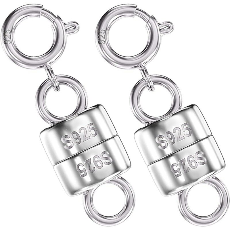 925 Sterling Silver Magnetic Necklace Clasps and Closures,Gold and Silver Magnetic Clasp Converter for Jewelry Making Supplies
