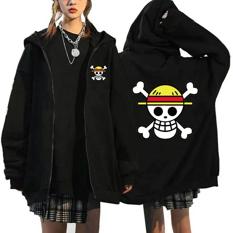 2024 neue eine japanische Anime Frauen Reiß verschluss Hoodie Jacke Frühling Herbst Männer Sweatshirt Stück schwarz lässig Paar Kleidung Mäntel