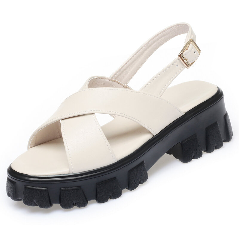 Женские римские сандалии AIYUQI, летние сандалии из натуральной кожи, большой размер 41 42 43, модные сандалии на платформе для девушек, новинка 2022