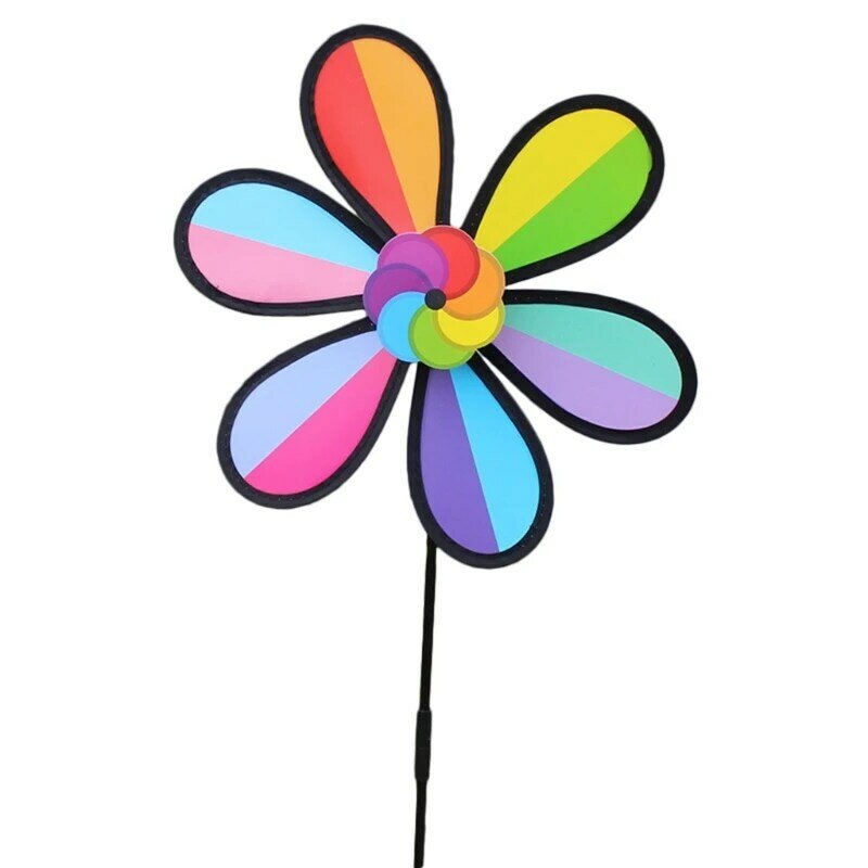 Molino viento para niños, juguete plástico colorido, decoración libre, molino viento 28cm