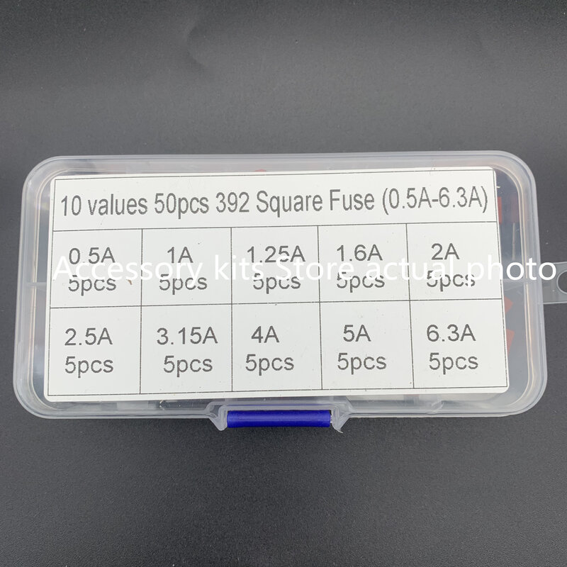 392 square fuse box 250V T0.5/1/2/2.5/3.15/4/5/6.3A, 10 types, a total of 50 pieces