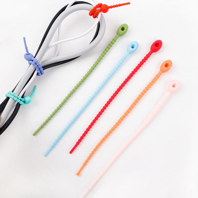 6pcs Multifunctional Cable Organizer Silicone Self-Locking Wire Harness Cable Tie Reusable Organizer DIY Keychain Bracelet