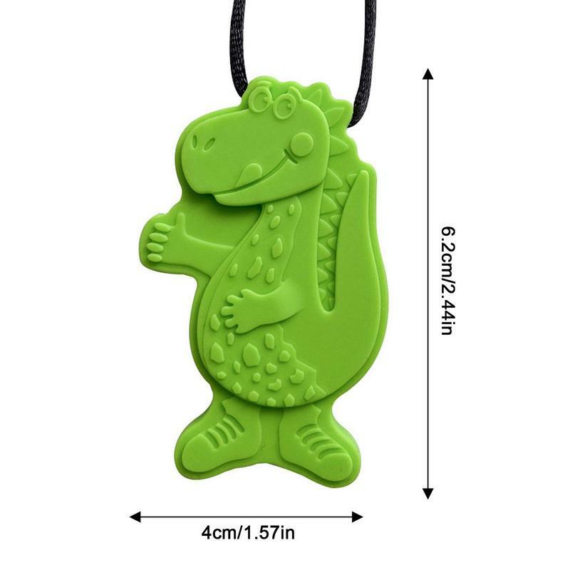 Sensory Chew Necklaces For Kids Silicone Dinosaur Teething Necklace Oral Motor Chewing Necklace Toys Cartoon Chewer
