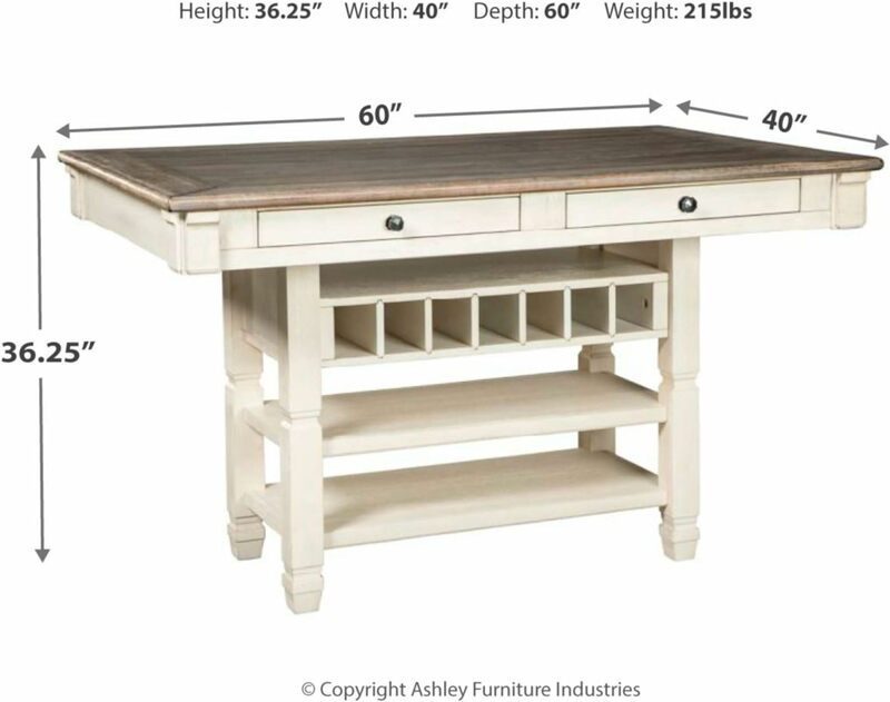 Фирменный дизайн от Ashley Bolanburg, деревенский стол, высокий обеденный стол, белый и коричневый