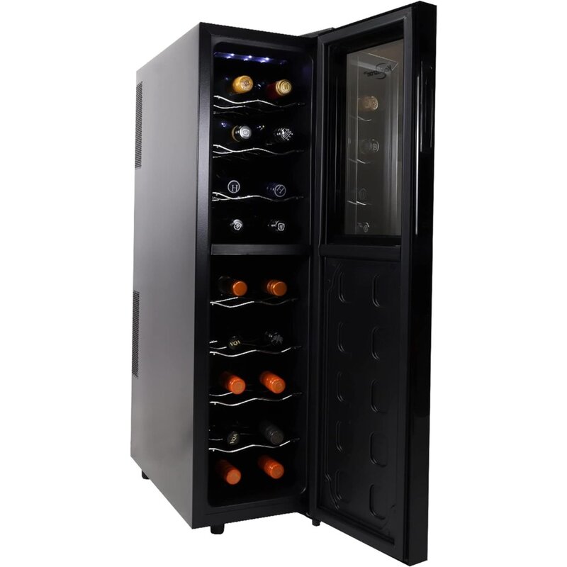 Bottiglia Slim Wine Cooler a doppia zona, frigorifero per vino termoelettrico nero, 1.9 cu. Ft (53L) cantina autoportante, rosso, bianco