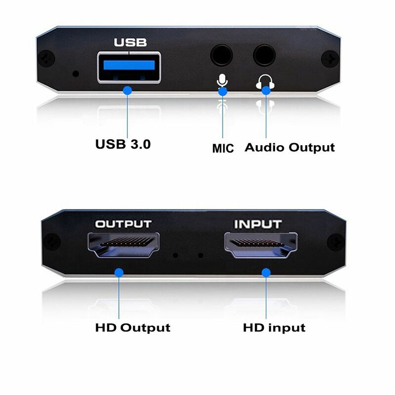 Kartu perekam Video USB 3.0, kotak rekaman Mini 1080P dengan 4K Loop Out Untuk PS4 Xbox Switch PC kamera Game siaran langsung Streaming