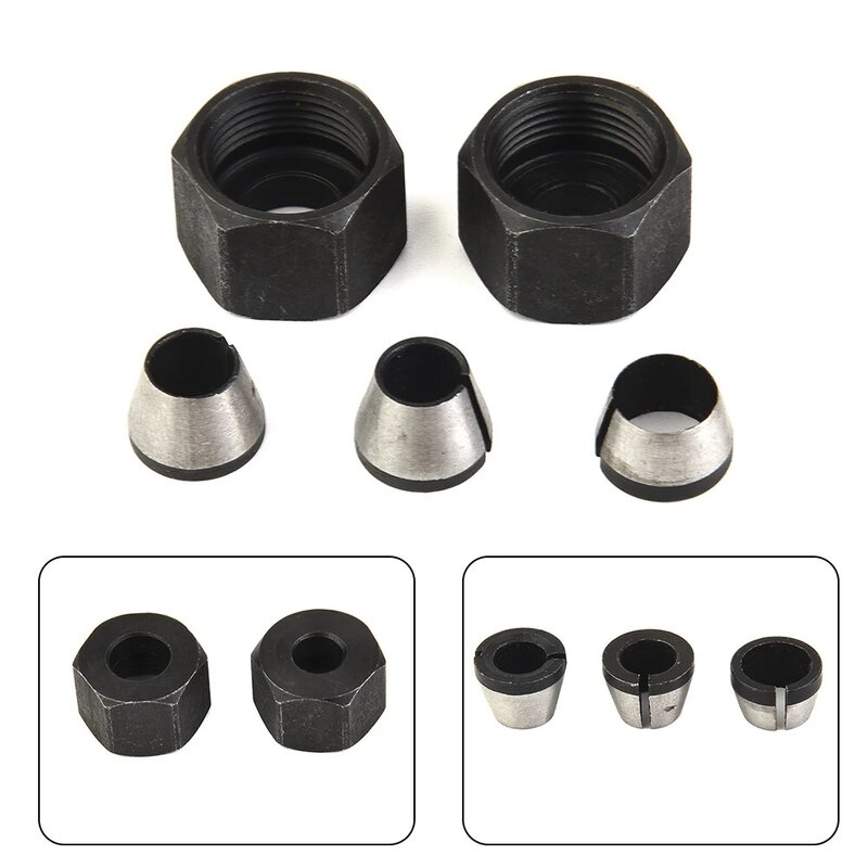 High Quality Router Bit Collet Trimmer Collet Chuck 5pcs/set Carbon Steel Chuck Router Bit Engraving Shank Adapter