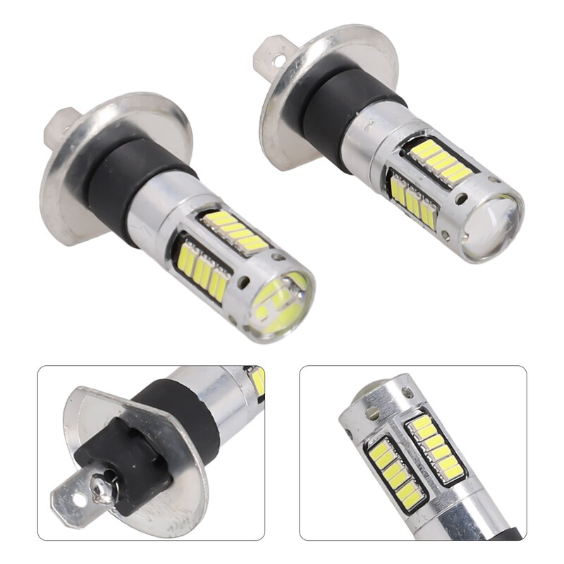 Super Bright H1 LED Bulbs 4014 Chip, 12-24V, 6000K, 50W, Fast Response, DRL/Fog Light, Aluminum Alloy, 2pcs