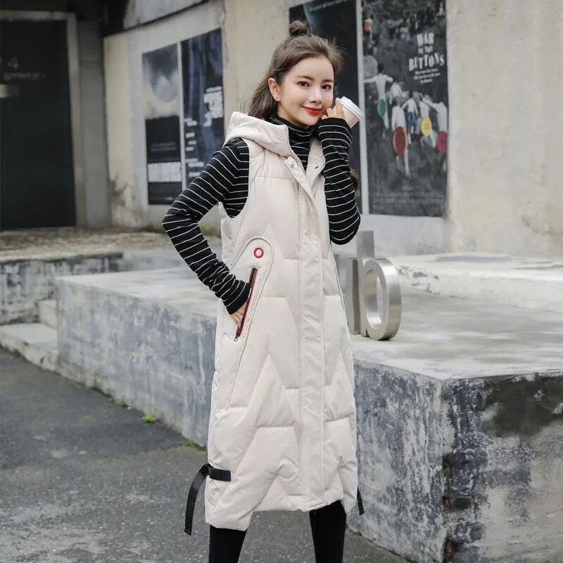 Veste d'hiver à capuche en fibre épaisse pour femme, gilet long en coton chaud, nouvelle collection 2024