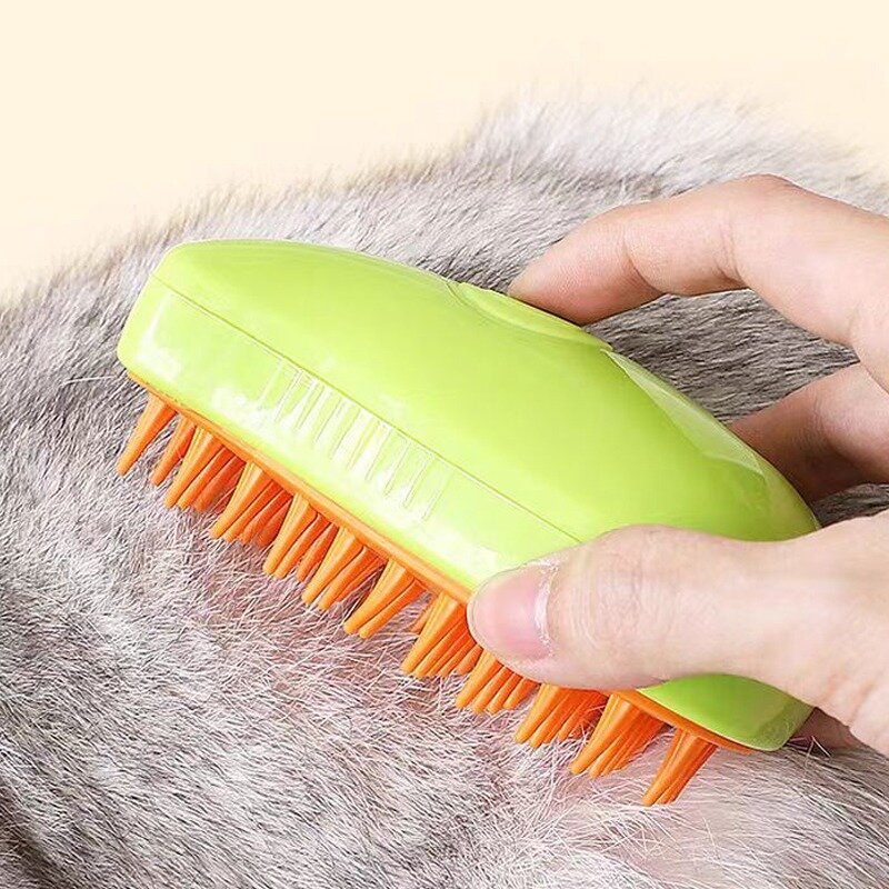 Sisir rambut kucing semprot elektrik 3 dalam 1 sikat perlengkapan anjing pijat produk hewan peliharaan perawatan menghilangkan rambut longgar kusut