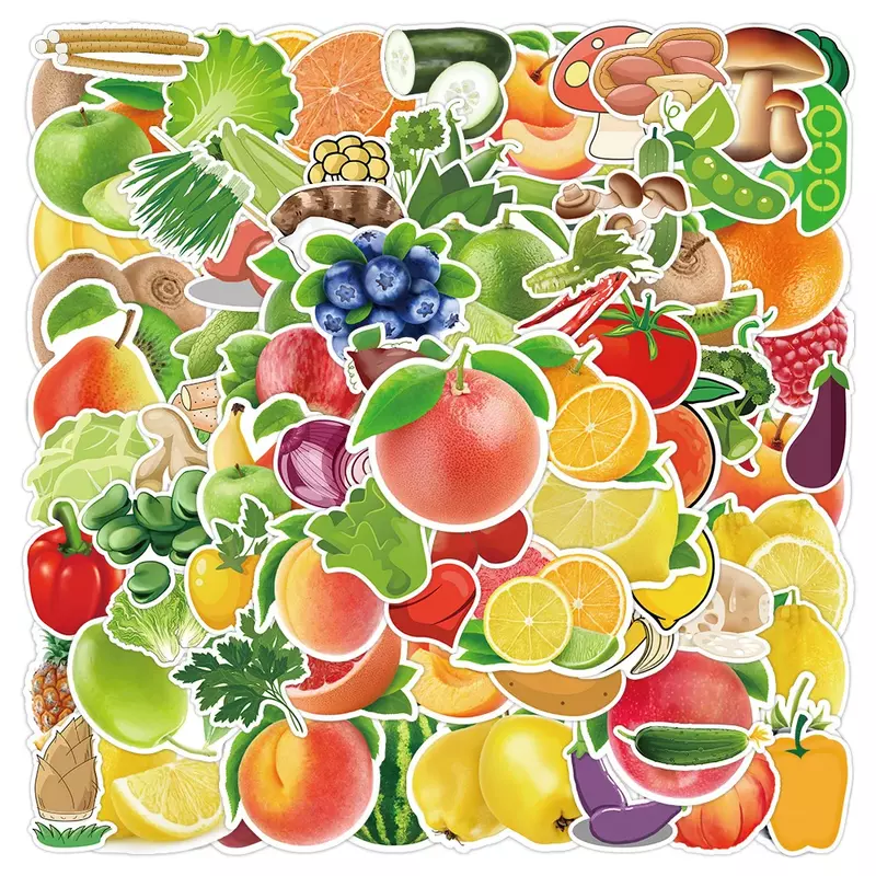 10/30/50PCS Cartoon Fruit and Vegetable Graffiti Waterproof Stickers Creative Personalized DIY  Cup Decoration Fashion Wholesale
