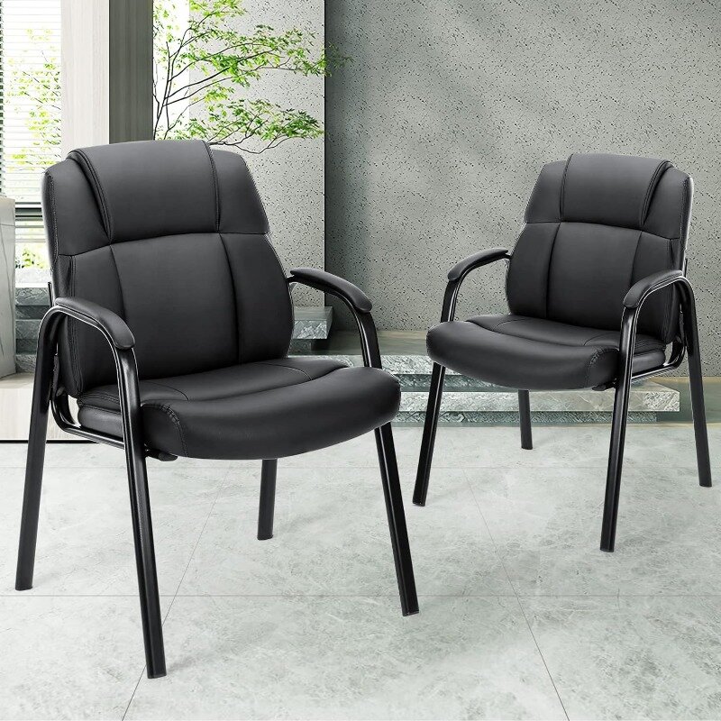 Cadeiras para reuniões de couro PU com apoio lombar, conjunto de recepção de 2 cadeiras para reuniões executivas