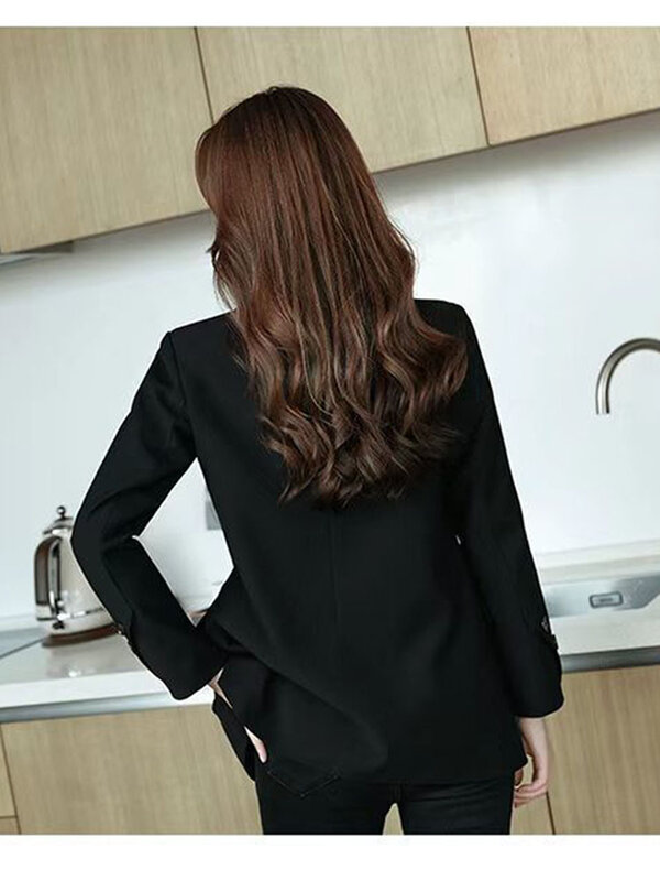 Blazer Women 2022 wiosenny i jesienny nowy modny jednorzędowy brązowy czarny płaszcz wierzchni z długim rękawem luźny koreański blezer, kurtka