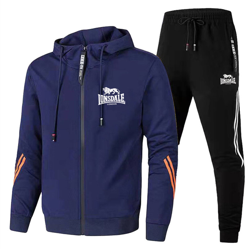 2024 New Leisure Outdoor Sports Set Lonsdale Logo Travel Fitness Outdoor Running Morning Running Casual Men's Two Piece Set