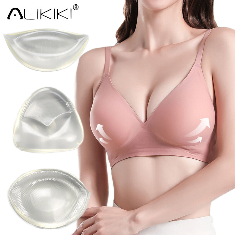 Non Sticky Silicone Bra Inserções, Clear Gel, Push Up, Breast Enhancer Pads, Cup Bra, Padding, Insert for Bikini, Swimsuit