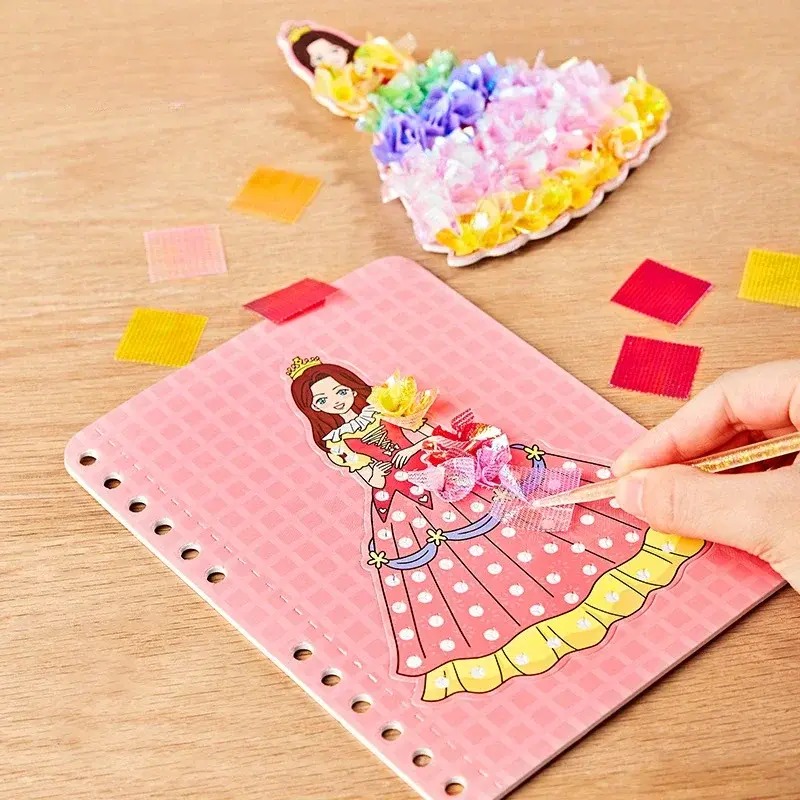 Children DIY Painting Sticker Craft Toys Kids Art Girls Poking Painting Princess Handmade Educational Magical Children Gifts