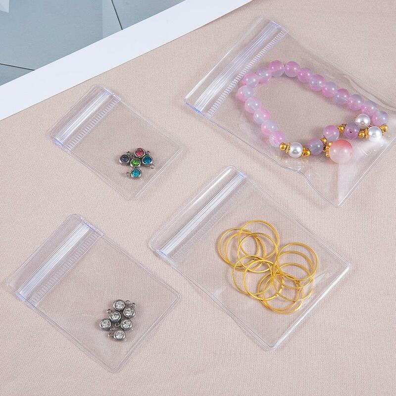 20pcs Transparent PVC Jewelry Organizer Package Bags Clear Anti-Oxidation Bag Earring Necklace Storage Holder Self Sealing Pouch