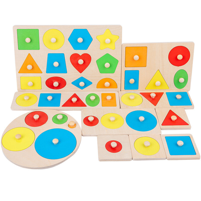 モンテッソーリ-幾何学的なボード,頑丈な形をしたボードのおもちゃ,赤ちゃんの教育,子供へのギフト