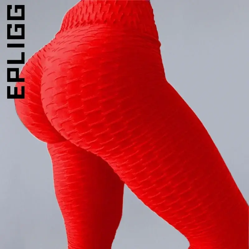 Eplig-Sexy cintura alta Leggings treino das mulheres, Push Up Leggings, Preto, Anti celulite, Fitness Run