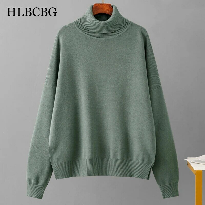 HLBCBG-Pull en laine surdimensionné pour femme, chandail chaud, optique, chic, côtelé, adt, automne, hiver