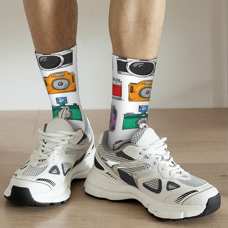 Retro Camera Socks Harajuku Sweat Absorbing Stockings All Season Long Socks Accessories for Unisex Birthday Present