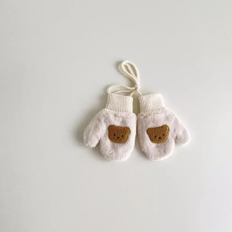아기용 따뜻한 장갑, 귀여운 만화 곰 장갑, 유아 소년 소녀, 가을 겨울, 1-4 세 아동용, 한국 패션