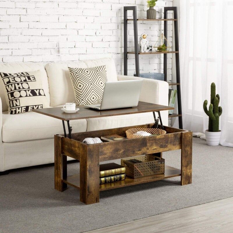 Couch tisch mit verstecktem Fach und Ablage fach, steigender Esstisch für den Empfangsraum im Wohnzimmer