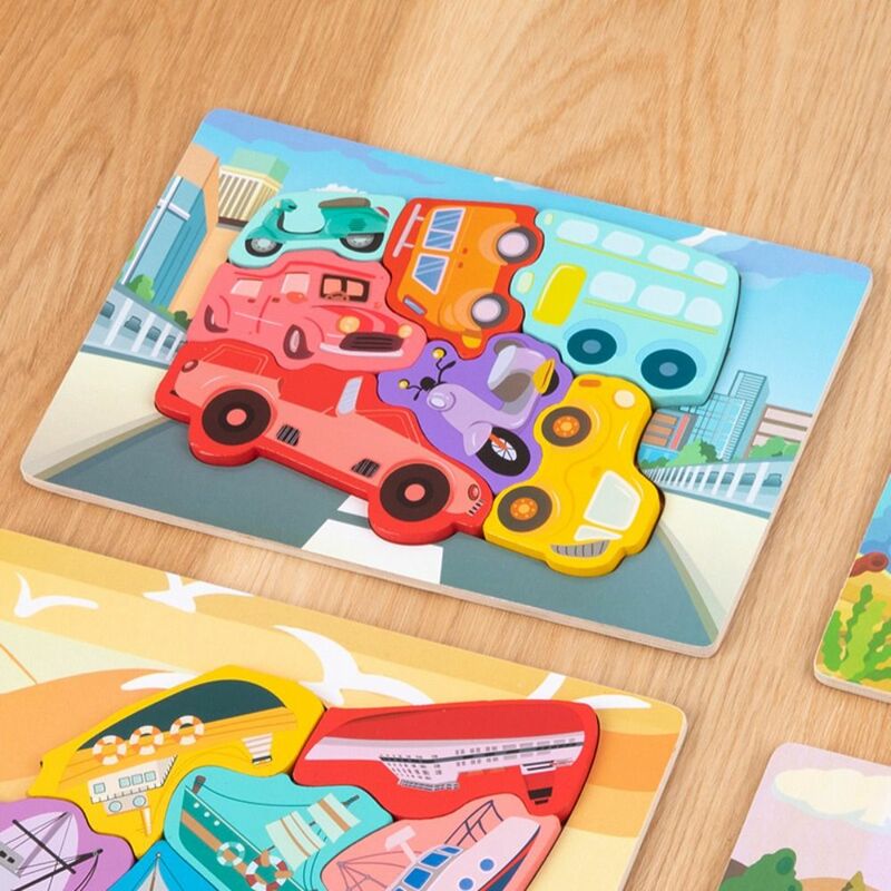 유치원 학습용 만화 동물 상상력 장난감, 보드 지능 게임 퍼즐, 어린이 나무 퍼즐 장난감, 3D 퍼즐 장난감