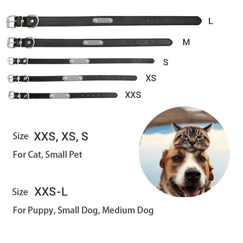Collar de perro personalizado con nombre tallado, identificación antipérdida, Collar de cuero PU sólido para perros pequeños, medianos y grandes, cachorro, gato, suministros para mascotas, color rosa