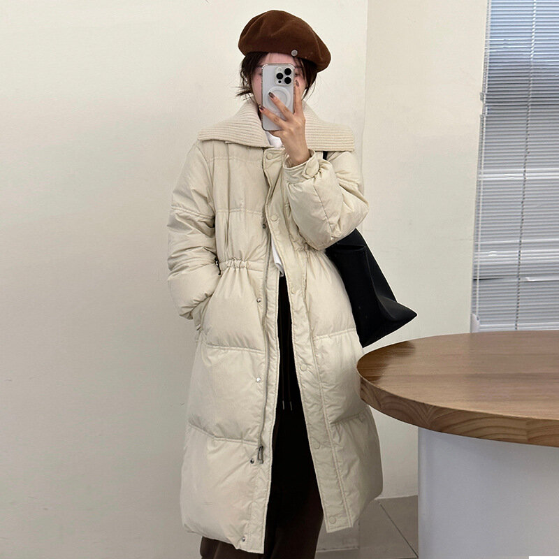 PXKTO – manteaux mi-longs en duvet de canard blanc solide pour femmes, hiver 2022