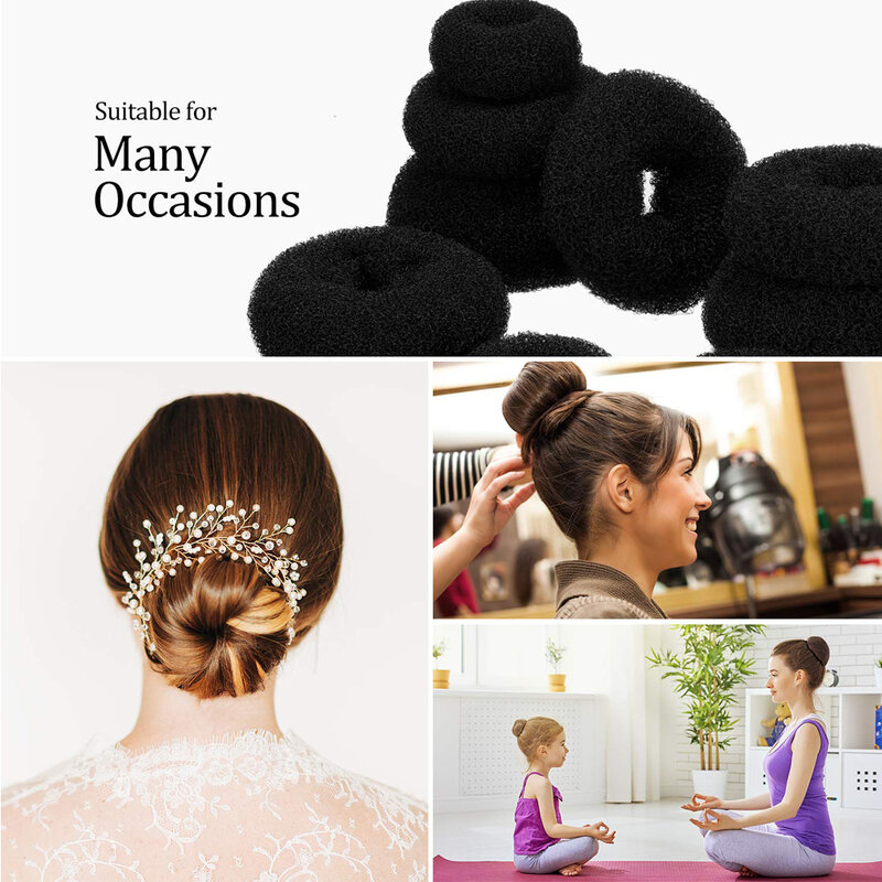 Donut Hair Bun Maker para Mulheres, Esponja de Espuma, Estilo Fácil de Anel, Ferramentas de Cabelo, Acessórios para Meninas, S, M, L, 3 Cores