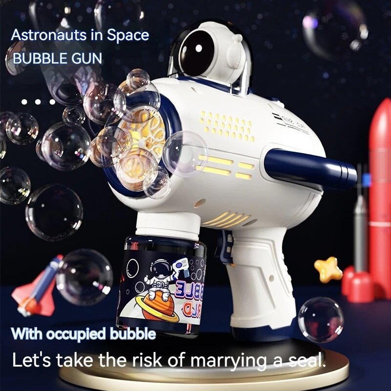 مسدس فقاعات كهربائي متفجّر لرائد الفضاء ، كاميرا فقاعات أوتوماتيكية ، ألعاب أطفال ، ألعاب خارجية تفاعلية للوالدين والطفل