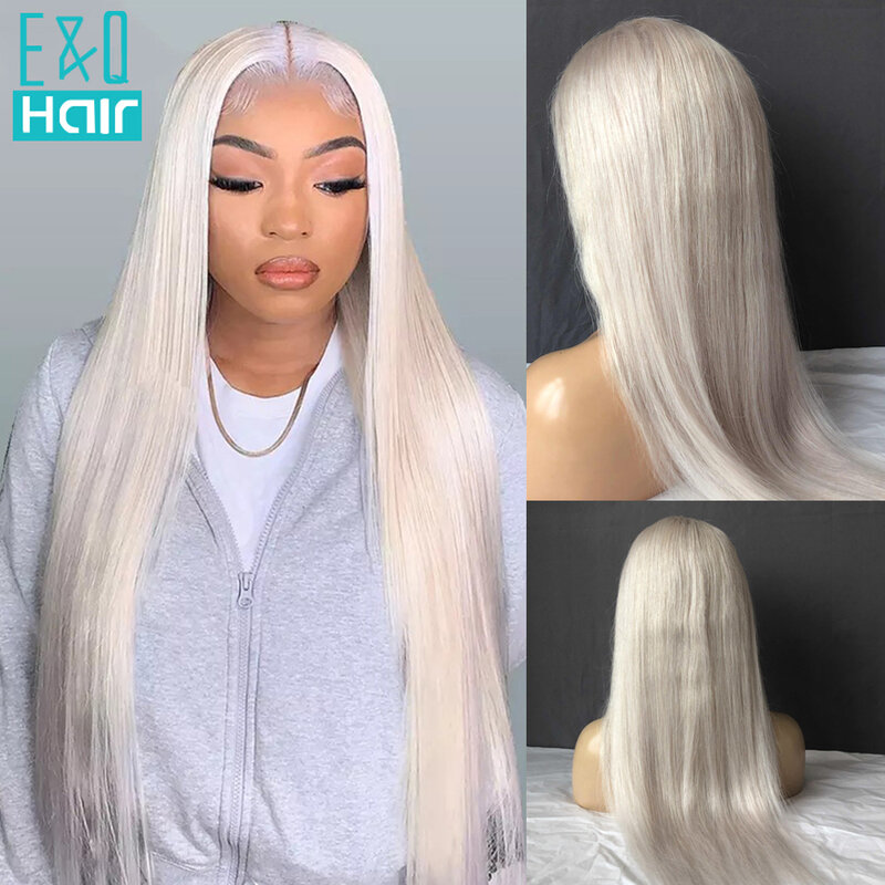 Białe peruki z ludzkich włosów dla kobiet Platinum blond koronkowa peruka na przód ludzki włos prosto brazylijski Remy włosy HD przezroczyste koronkowe peruki