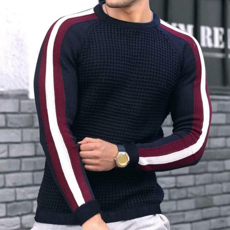 Suéter de punto a prueba de viento súper suave de moda para hombres, vestido de bloque de Color