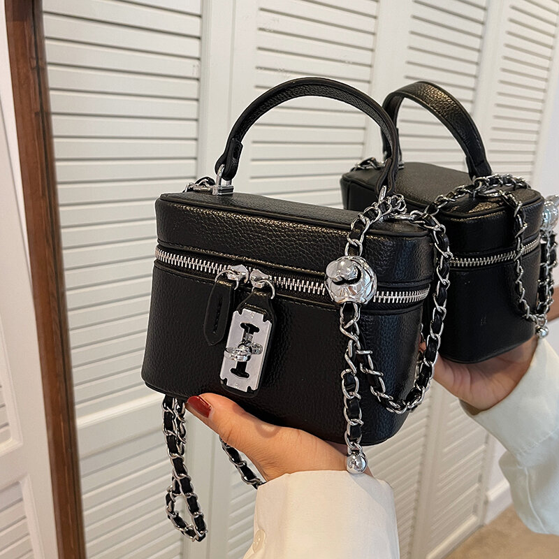 Women Square Handbags 2023 Summer Fashion Chains Crossbody Bags Texture PU Shoulder Bag Elegant Chic Mini Mobile Phone Bags