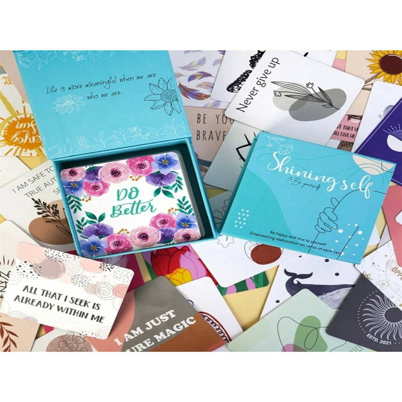Tarjetas de Felicitación inspiradoras para mujer, tarjetas de amabilidad de larga duración, palabras afectuosas positivas, 50 hojas, juegos de mesa