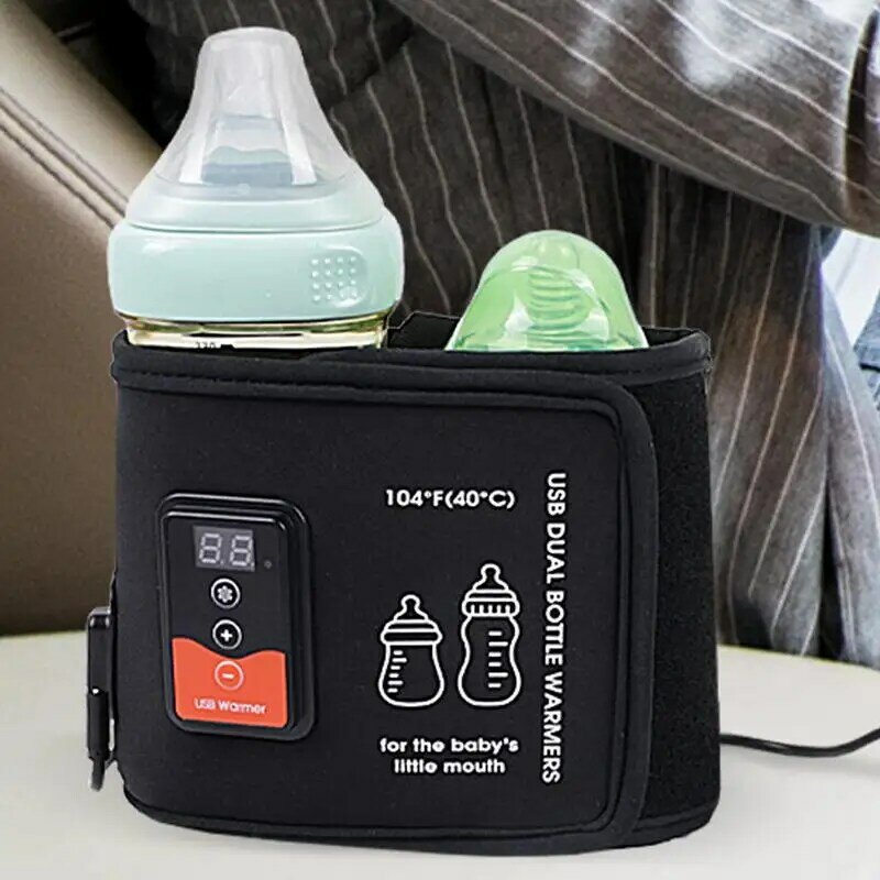 Chauffe-biSantos thermostatique portable, contrôle intelligent de la température, couvercle d'isolation de bouteille USB, chauffe-biSantos