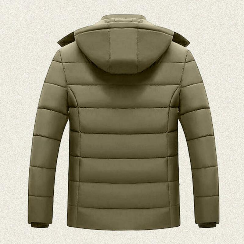 Blusão de forro de pelúcia masculino, casaco com capuz espesso, capa à prova de frio, casaco acolchoado de algodão, outwear masculino, Thermal Parkas