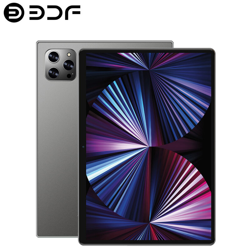 BDF P50 Tablet ponsel 10.1 inci RAM 8GB ROM 256GB, Tablet PC Google Android 12 Octa Core Dual 4G LTE panggilan telepon GPS Bluetooth WiFi