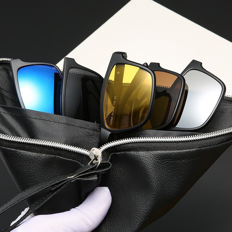 إطار نظارات مغناطيسي مستقطب للرجال والنساء ، نظارات مع مشبك ، نظارات للرجال ، UV400 ، 5 egale