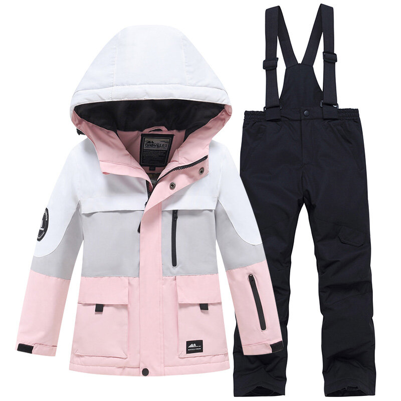 -30℃ 5 8 10 12 years old Children's snow suit set Boys and girls warm and waterproof ski suits Luxury off-road jackets and pants
