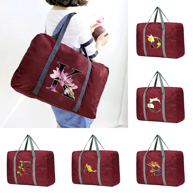 Travel Bag Unisex Foldable Handbags Organizers Large Capacity Portable Luggage Bag Flower color Pattern Travel Accessories