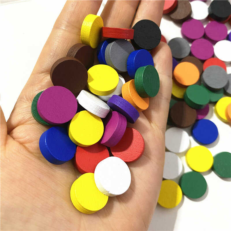 50 шт. 15*5 мм, 11 цветов, деревянные дисковые пилоны, разноцветные шахматы для жетонов аксессуары для настольной игры